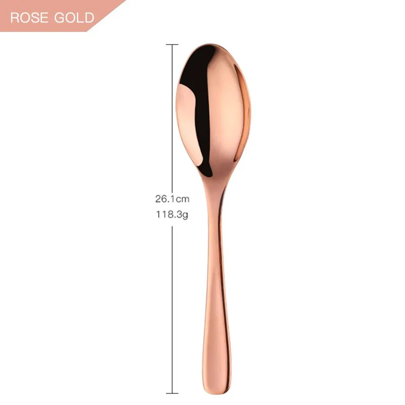 rose gold spoon 1 pc Кухонные принадлежности, ложка для салата, вилка, дуршлаг, Высококачественная ложка для смешивания, ресторанная посуда, посуда для общественного питания, инструмент для буфета - Цвет: rose gold spoon 1 pc