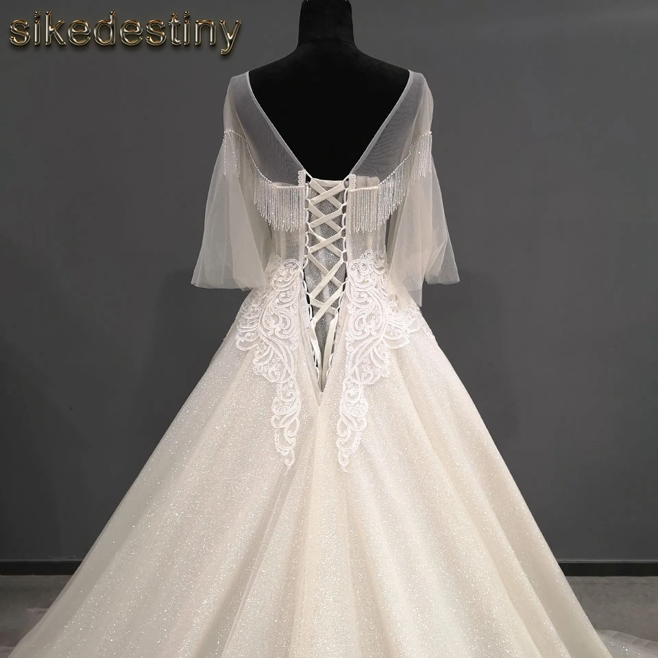 Свадебное платье vestidos de novia 2018 рукав "летучая мышь" свадебное украшенное