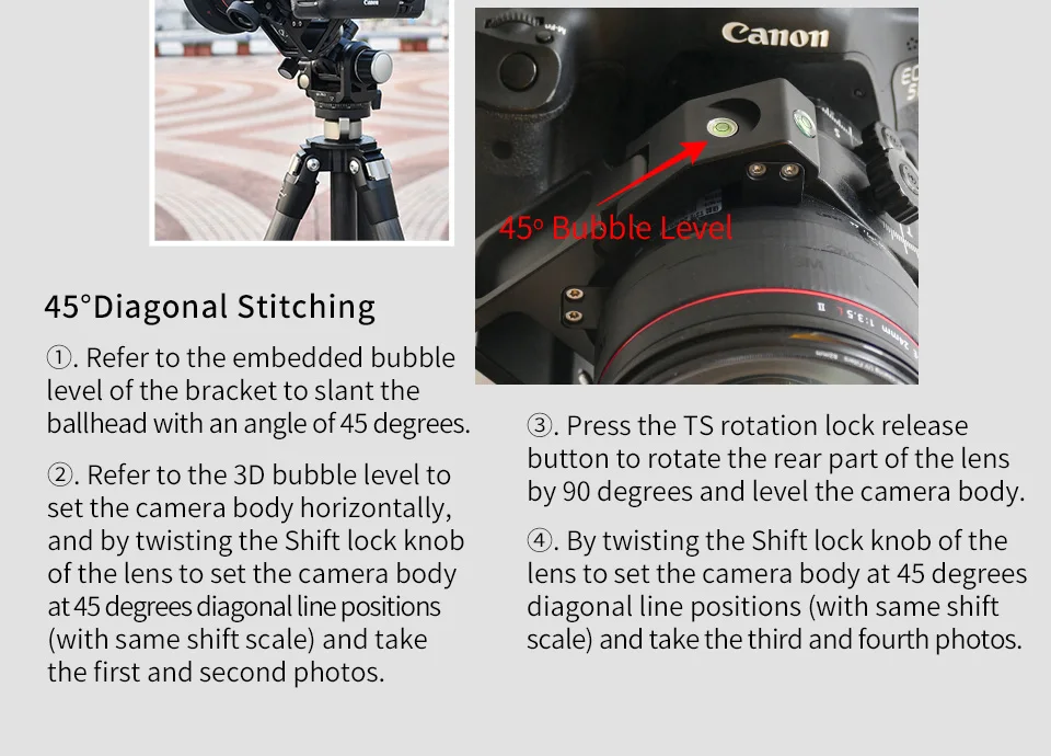 Sunwayfoto TS-E24 Наклонный кронштейн для объектива БЫСТРОРАЗЪЕМНАЯ пластина и GH-PRO Трипод с поворотной головкой