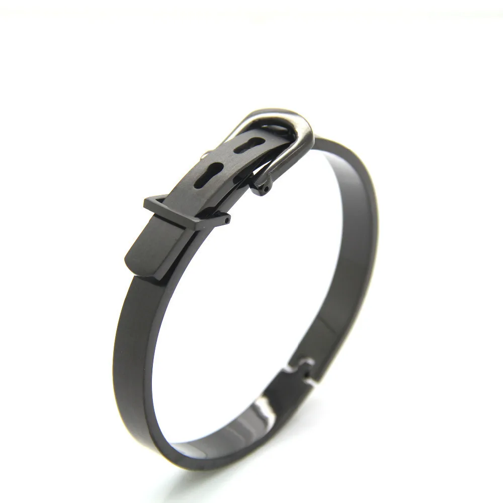 Martick 316L Stainless Steel Fashion Adjustable Size Belt Buckle Bracelet Bangle For Couple Rose Gold Jewelry Never Fade B243 | Украшения и