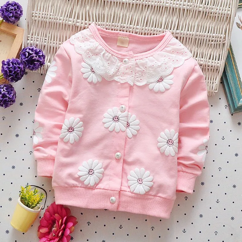BibiCola newborn baby girls floral lace outerwear coat clothes spring autumn 0-2Y new infant toddler cute warm jackets coats |