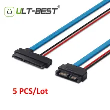 ULT-Best 5PCS SATA Cable Serial ATA 22Pin 7+15 Female to Slimline SATA 13Pin 7+6 Male Connector Converter 30CM/1FT/12INCH