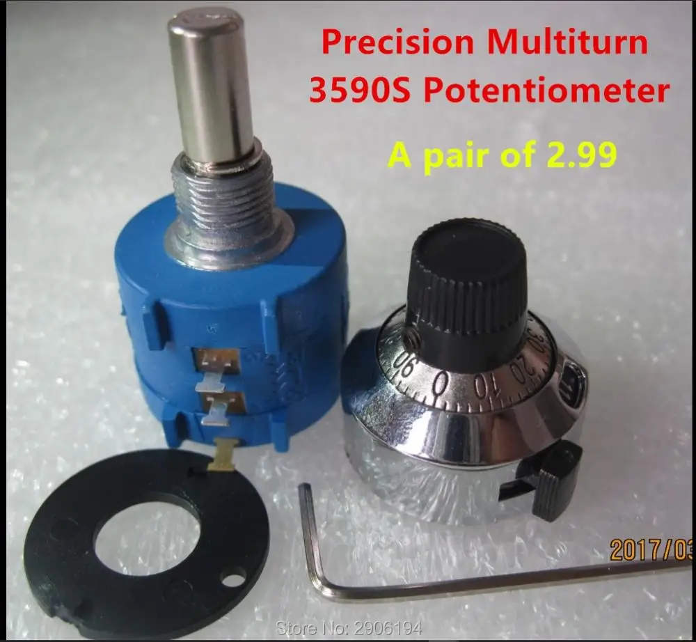 

1 шт., 2K Ом 3590S-2-202L прецизионный многовиточный потенциометр, 10 колец, регулируемый резистор, поворотная ручка счетного циферблата