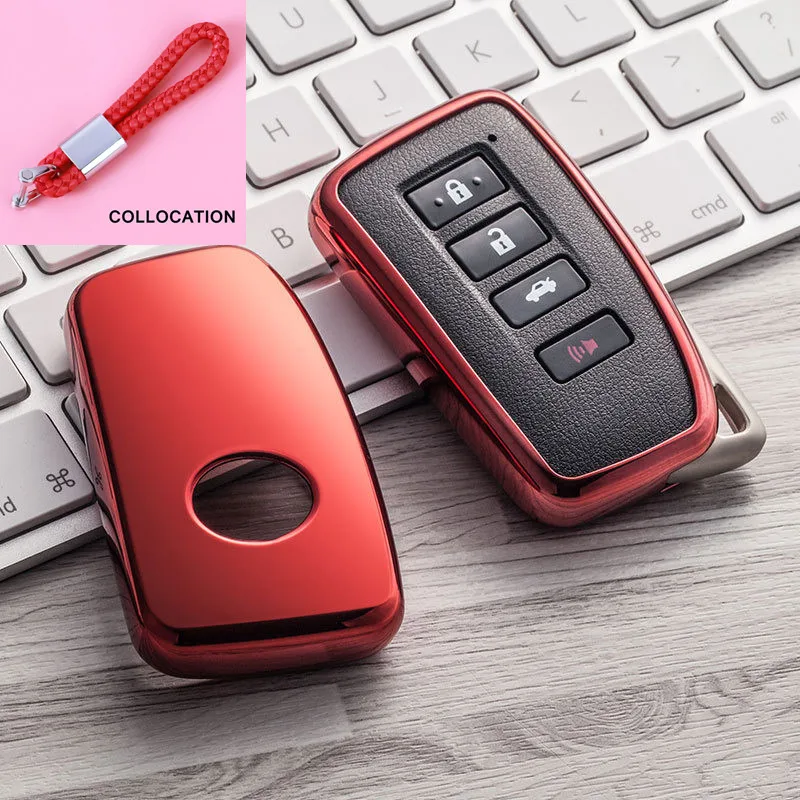 A-red keychain Мягкий чехол для ключей из ТПУ для Lexus NX GS RX IS ES GX LX RC 200 250 350 LS 450H 300H автомобильный защитный брелок для ключей - Название цвета: A-red keychain