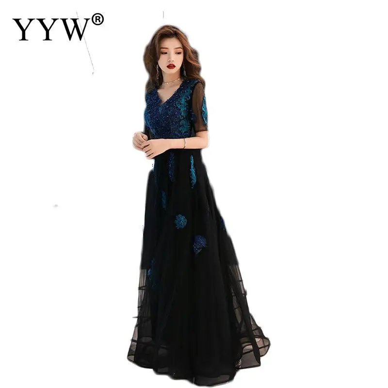 Модные сексуальные кружевные вечерние платья с v-образным вырезом Женские 2019