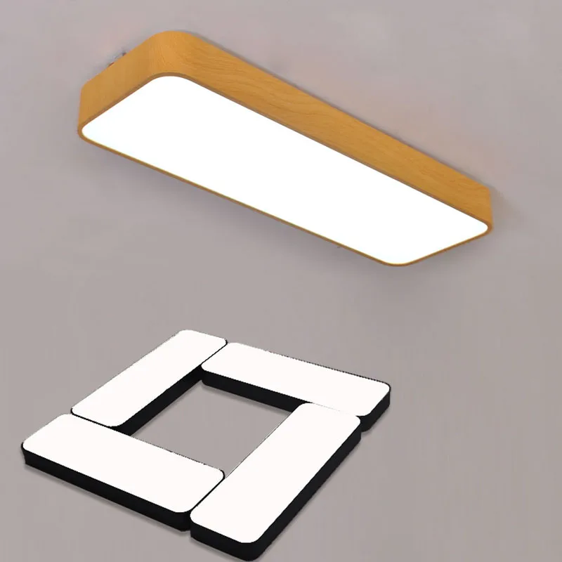 Прямоугольный потолочный светильник s деревянный цвет (лакированный)