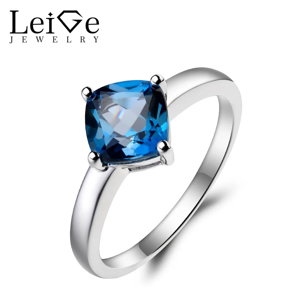 Украшения leige обручальное кольцо London Blue Topaz November Подушка зодиакальный камень
