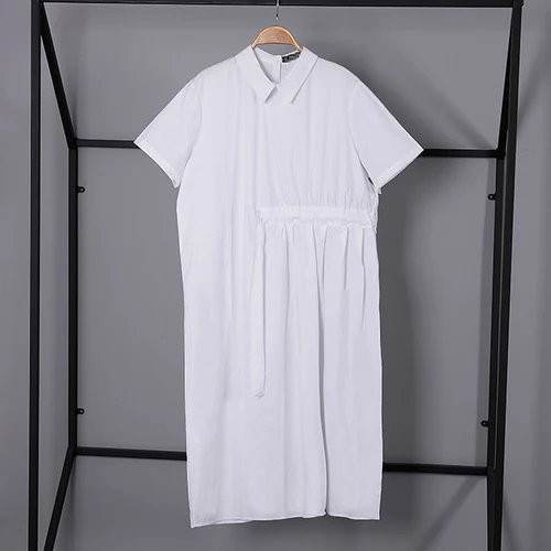 white WBB3423 XITAO, женское платье миди на завязках, элегантное, повседневное, размера плюс, подиум, воротник Питер Пэн, винтажный стиль, женские топы, Новинка лета, WBB3423 - Цвет: white WBB3423