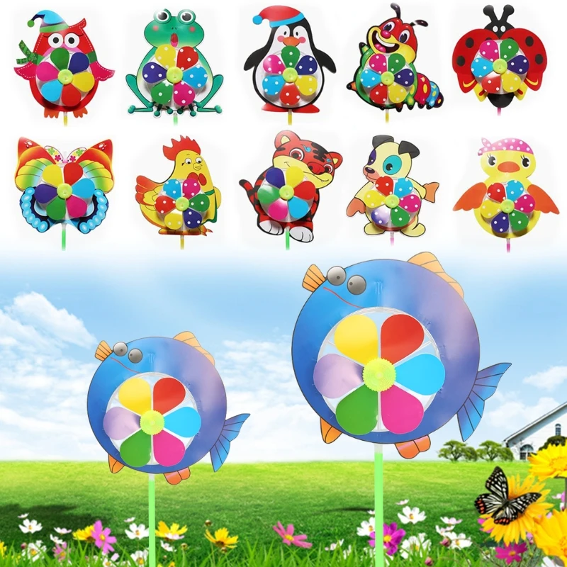 Разноцветные Мультяшные животные ветряная мельница ветер вертушка Pinwheel