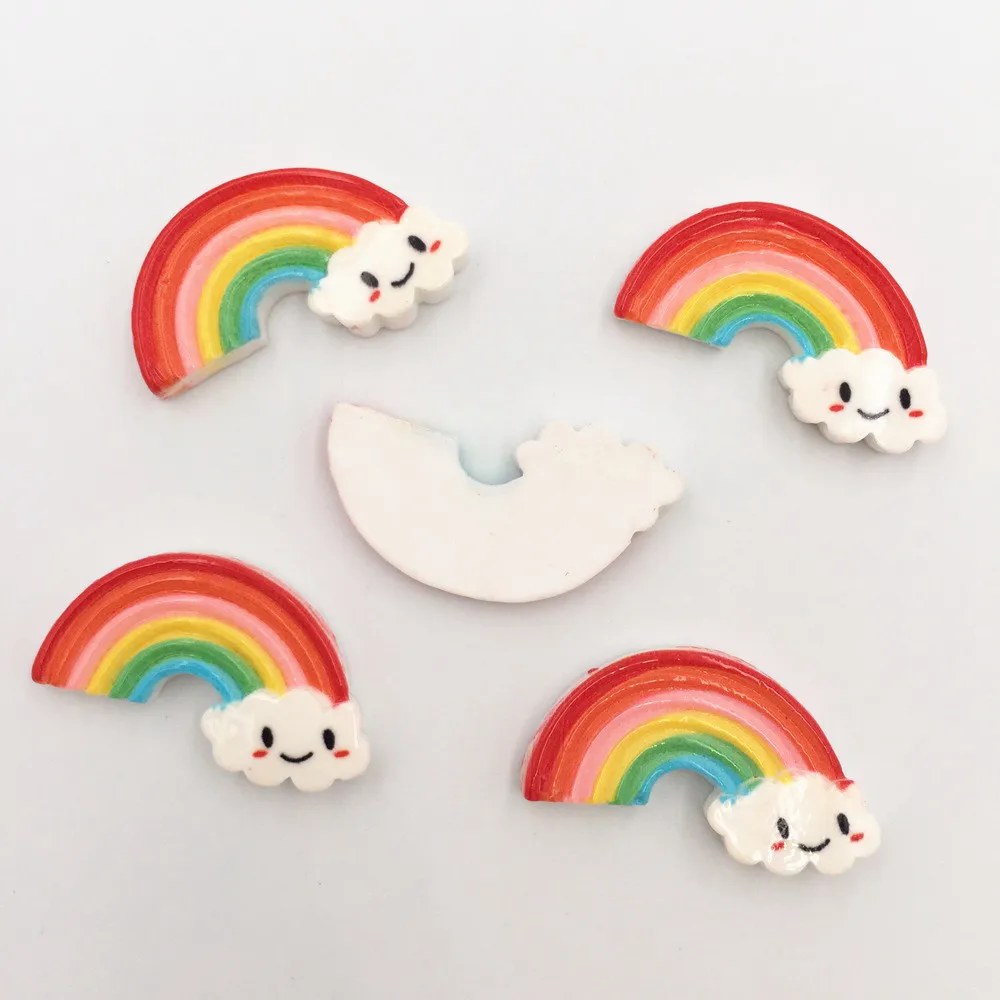 New DIY 10PCS Hand painted Resin Smile rainbow flatback stone Scrapbook handmade ornaments buttons PF165 | Украшения и аксессуары