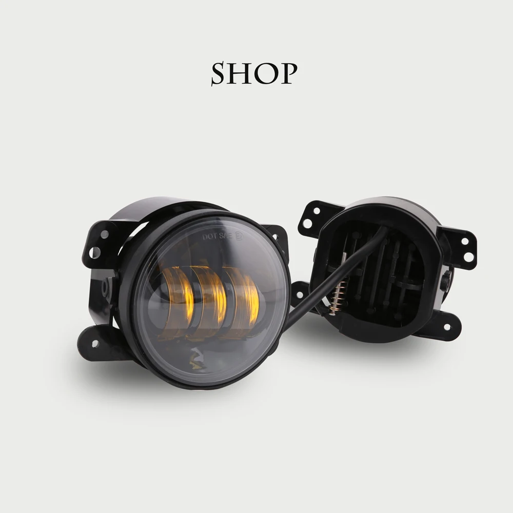 

one Pair 30w led 4 inch White Round fog lights lens Projector 4'' Fog Lamp For Offroad Dodge journey Jeep Wrangler