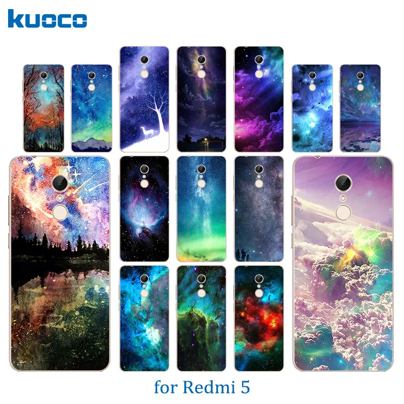 5.7 inch For Xiaomi Redmi 5 Phone Case Soft Silicone TPU Back Cover for Capa Starry Sky Pattern xaomi Shell |