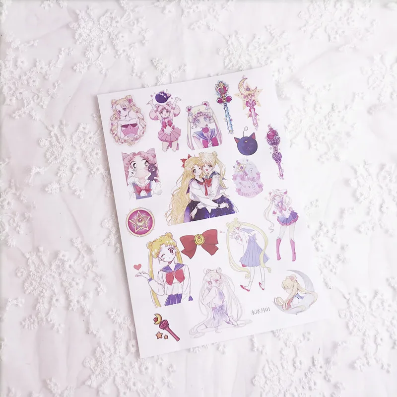 C Kawaii мультфильм Сейлор Мун бумажные наклейки DIY наклейки для дневника Скрапбукинг для планировщика альбом милые наклейки канцелярские - Цвет: C