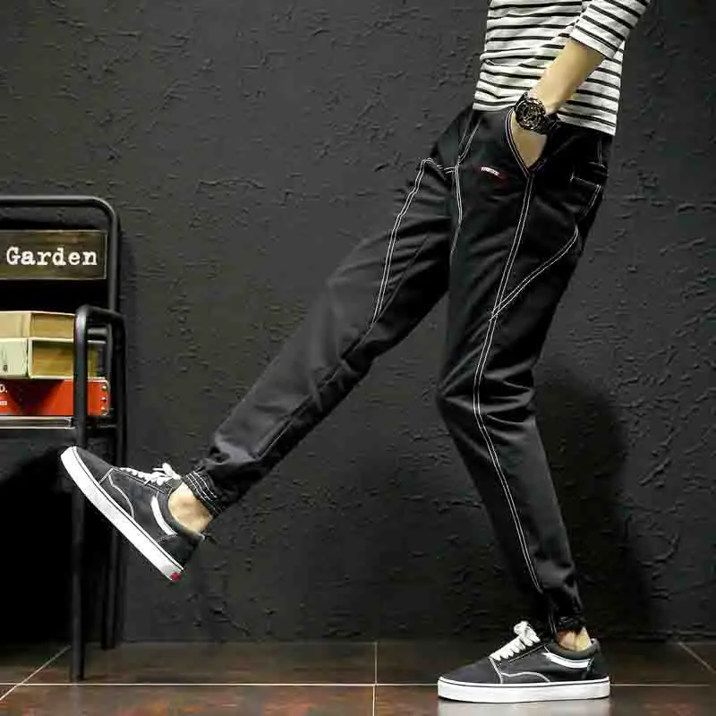 Простые повседневные брюки джоггеры облегающие мужские Чино с эластичными s