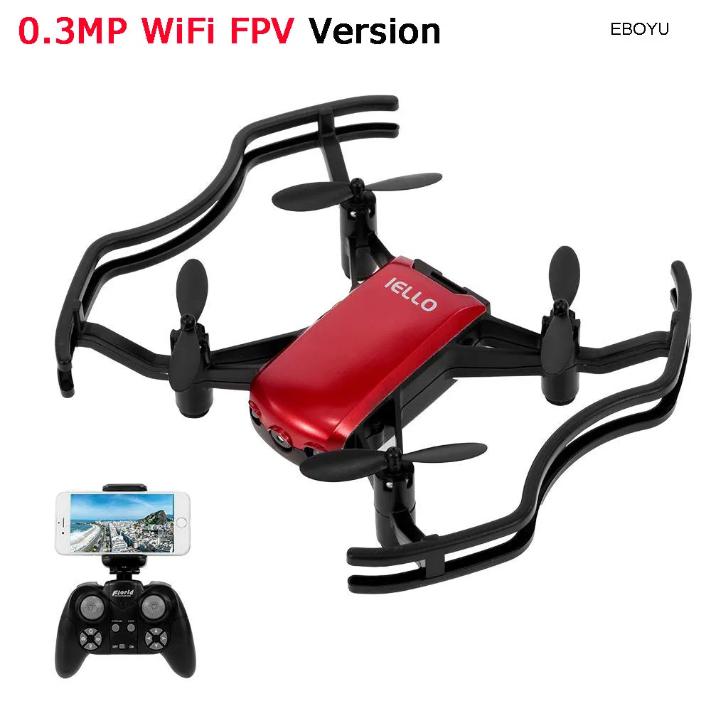 Red 480P WiFi Cam EBOYU F21W F21G Florld IELLO 720P Мини WiFi FPV Радиоуправляемый Дрон, удерживающий высоту, селфи-Дрон с управлением с приложением, Радиоуправляемый квадрокоптер, Дрон RTF - Цвет: Red 480P WiFi Cam