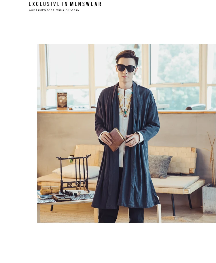 Sinicism Store Мужская Длинная ветровка пальто летнее тонкое кимоно пальто винтажные мужские куртки одежда размера плюс
