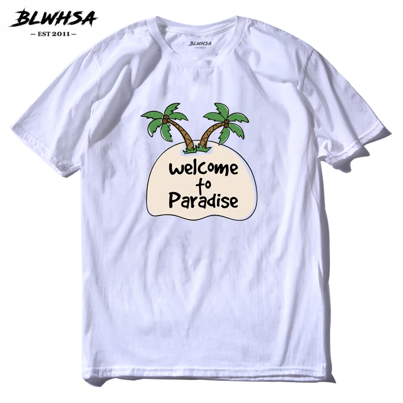 Летняя Пляжная Мужская футболка BLWHSA с принтом пальмы летняя повседневная для