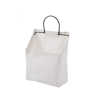 White without pocket Настенная сумка для хранения, органайзер, холщовые подвесные сумки для журналов, книг, карман для мелочей, сумка для хранения, органайзер с крюком - Цвет: White without pocket