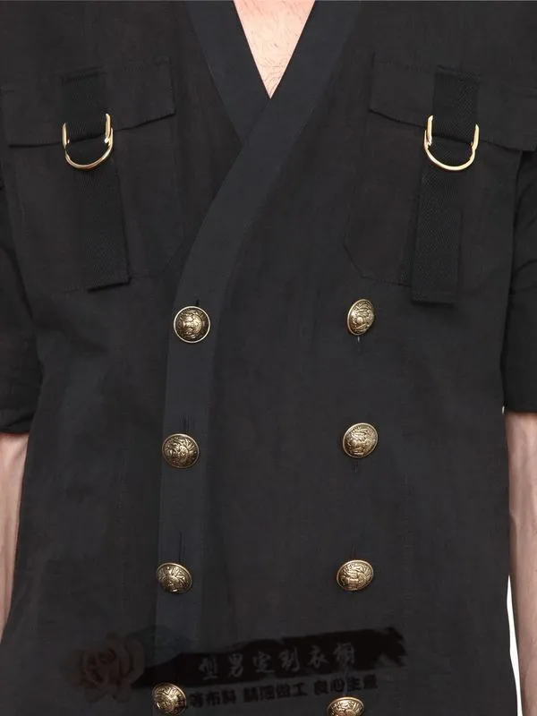 Женская! 2018 модная мужская двубортная жидкая рубашка с коротким рукавом Тонкая