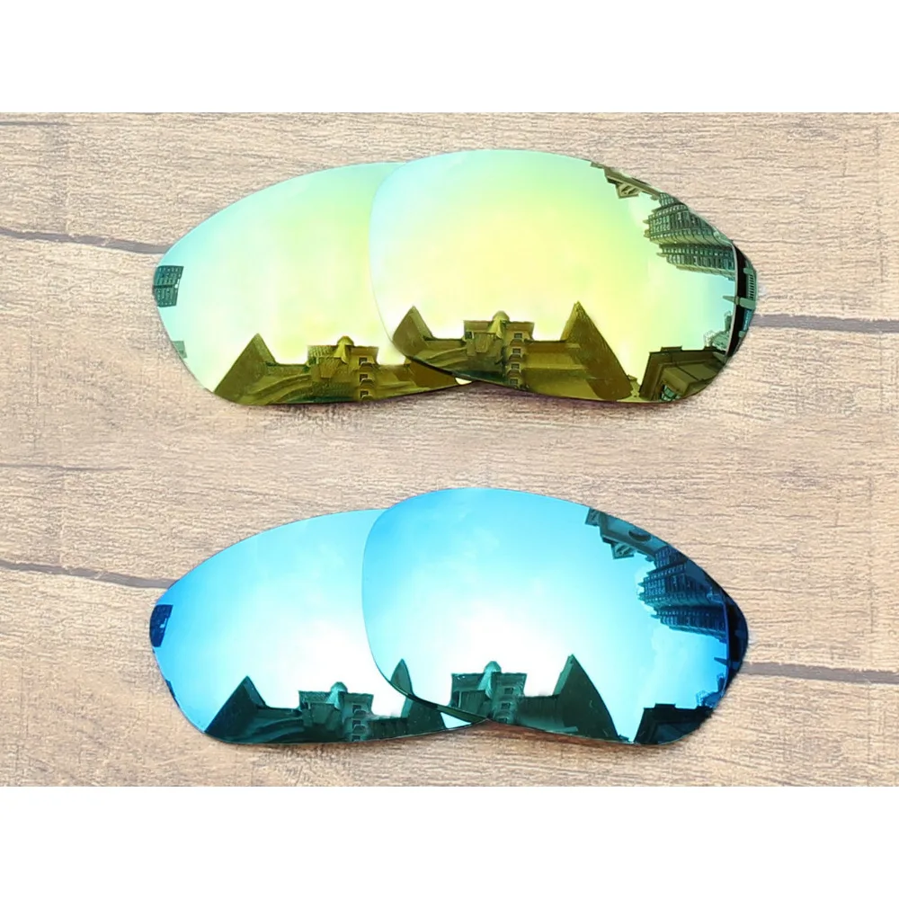 

Vonxyz 2 Pairs Ice Mirror & 24K Mirror Polycarbonate Replacement Lenses for-Oakley Straight Jacket 2007 Frame