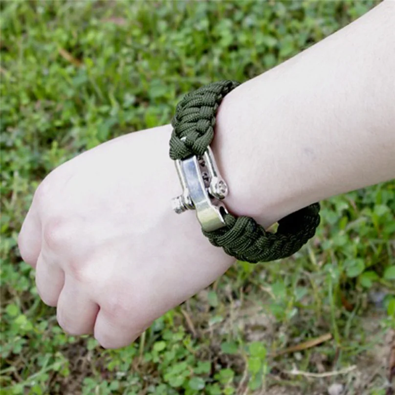 Мужской браслет для выживания с парашютом черный из нержавеющей стали