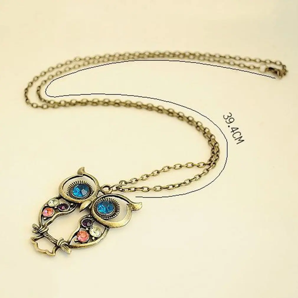 Модное винтажное ожерелье с подвеской в виде милой совы полое резное стиле Ретро