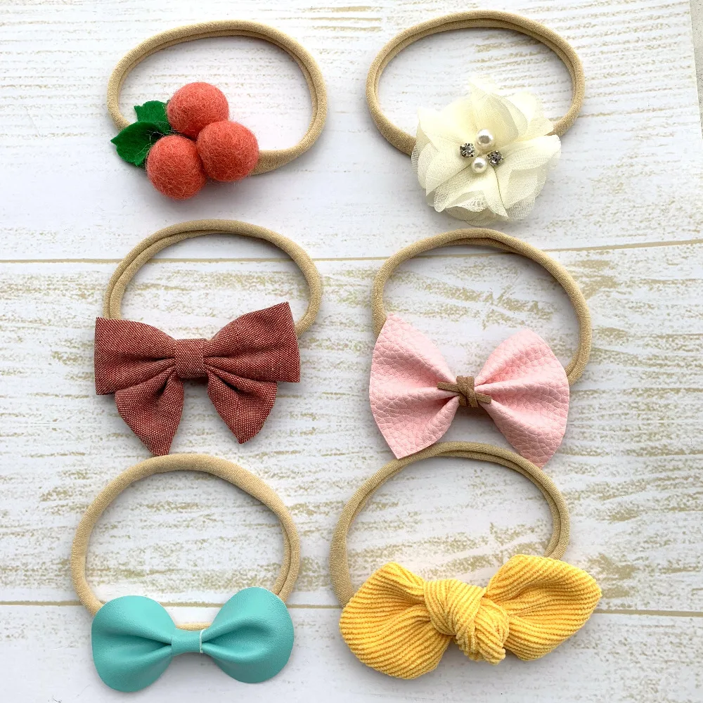 6 шт./компл. ручная работа банты для маленьких девочек нейлоновая повязка на