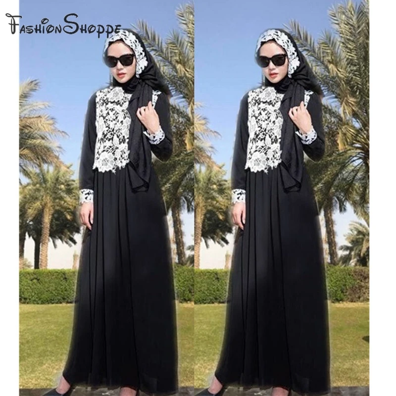 Женское кружевное платье с длинным рукавом Abayas Caftan арабское турецкое дубайское