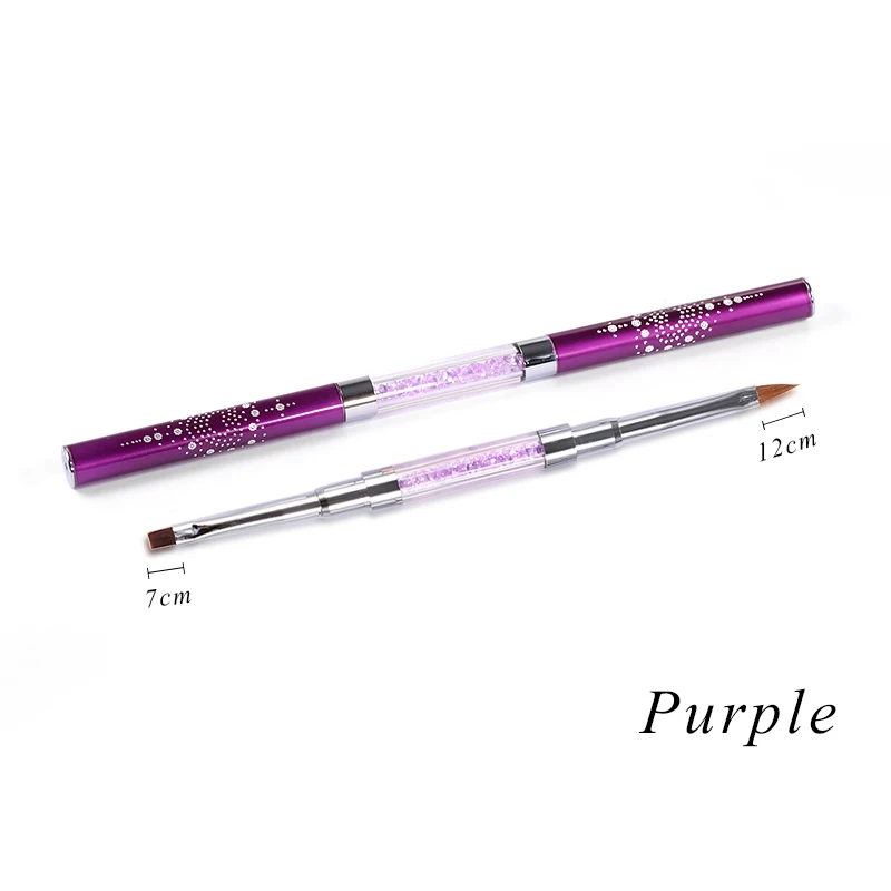 Dual-ended Acrylic Gel Brush UV Gel Drawing Brushes with Cap Acrylic Rhinestone Handle Manicure Nail Art Tool Decoration