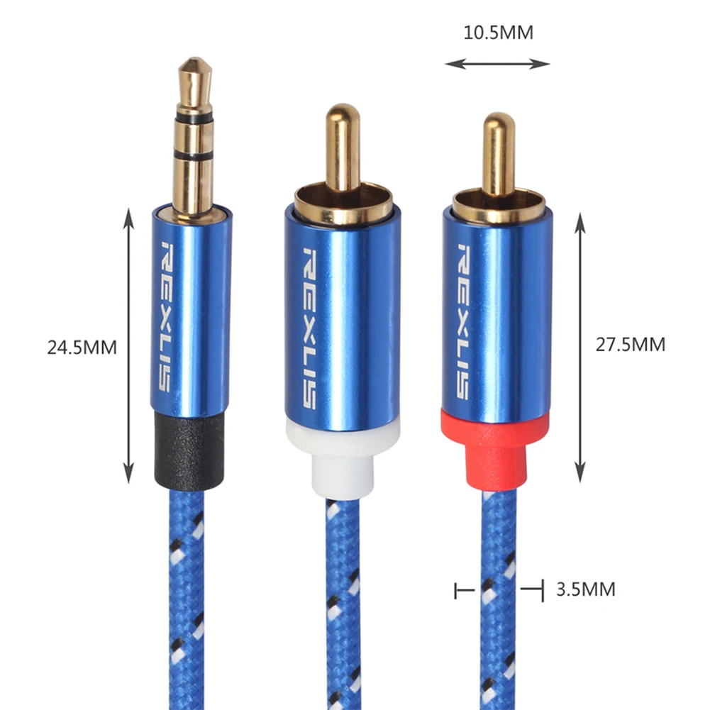 REXLIS RCA кабель 3 5 мм штекер 2RCA аудиокабель стерео Y сплиттер AUX для планшетных ПК