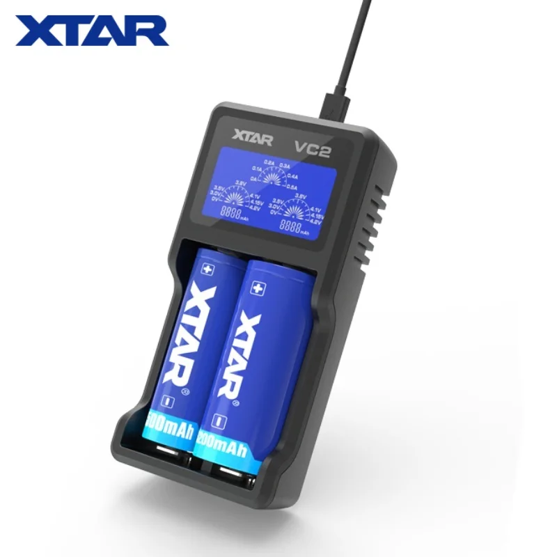 Новинка XTAR VC2 зарядное устройство Универсальный ЖК-экран дисплей USB Ni-MH/Ni-CD