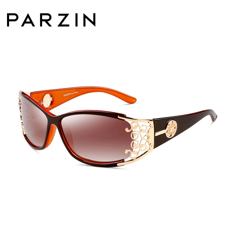 PARZIN Luxury Sunglasses Women Brand Designer Vintage Polarized Ladies Sun Glasses For Women Lace FemaleGlasses For Driving P218 - Цвет линз: Coffee gold