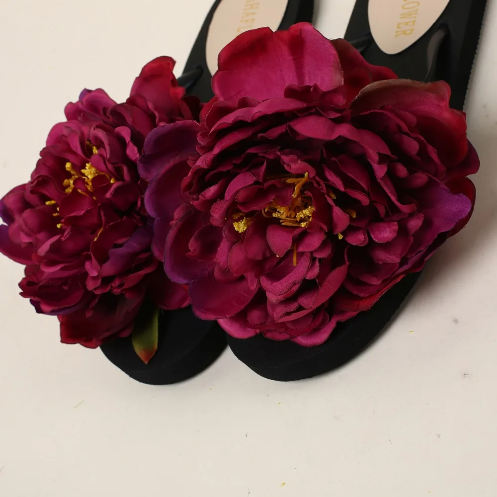 HAHAFLOWER Женская пляжная обувь 100% ручной работы с цветами летние женские шлепанцы