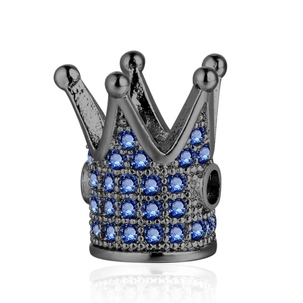 FA050-4-6 Сказочные микро Pave CZ красочные циркониевые бусины в форме короны 7 цветов с металлическим пистолетом DIY циркониевые разделительные бусины для мужских браслетов - Цвет: FA050-4-6