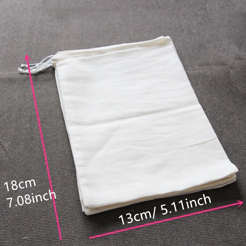 

Felicoalice 3pcs 13*18cm Cotton Tea Bag Reuseable Drawstring Bags Strainer Filter Bag For Nut Milk Tea Fruit Juice
