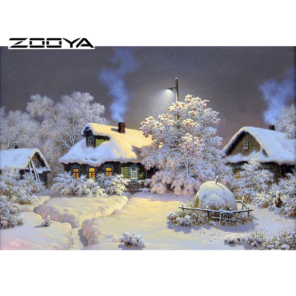 ZOOYA пейзаж Снежный дом украшение для дома 5D DIY Алмазная картина смола квадратная