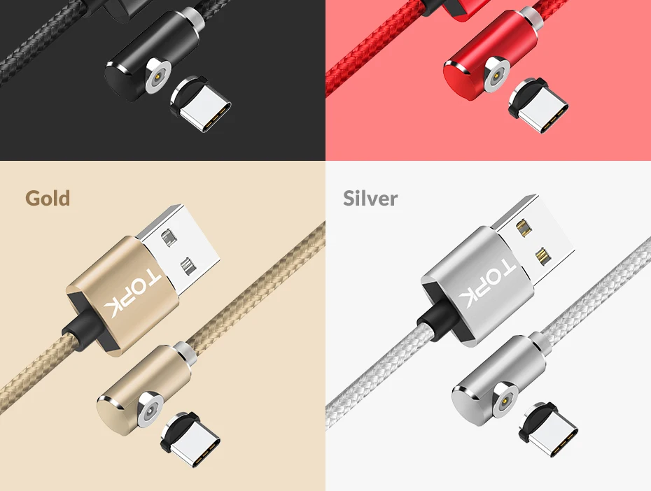 TOPK L-Line1 Магнитный usb-кабель на 90 градусов для iPhone X Xs Max 8 7 6 5 Магнитный кабель Micro USB type C для Xiaomi samsung huawei