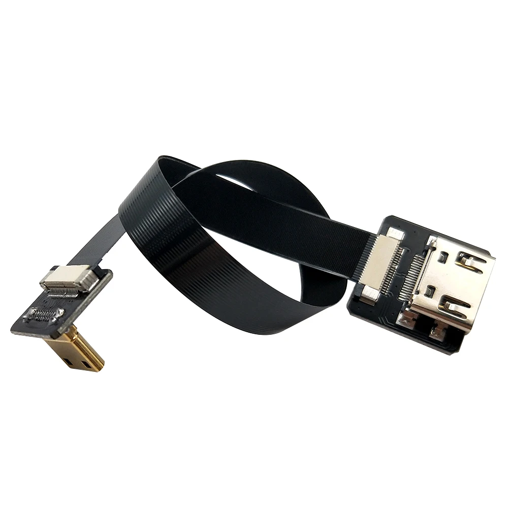 DANSPEED FPV HDMI тип A Женский к Mini HDMI вниз Угловой Мужской HDTV FPC плоский кабель 20 см