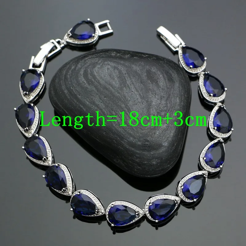 Fashion Women 925 Sterling Silver Jewelery Blue Cubic Zirconia Crystal Earrings/Pendant/Necklace/Ring/Bracelet Jewelry Sets | Украшения и