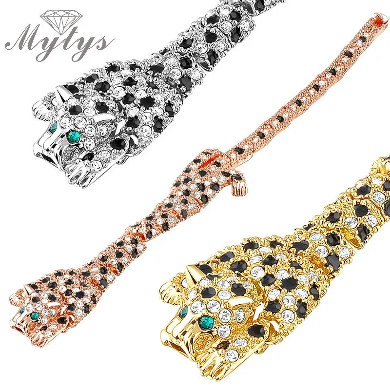 Женский браслет Mytys B308 B313 B501 с леопардовым принтом и кристаллами|link bracelet|bracelet