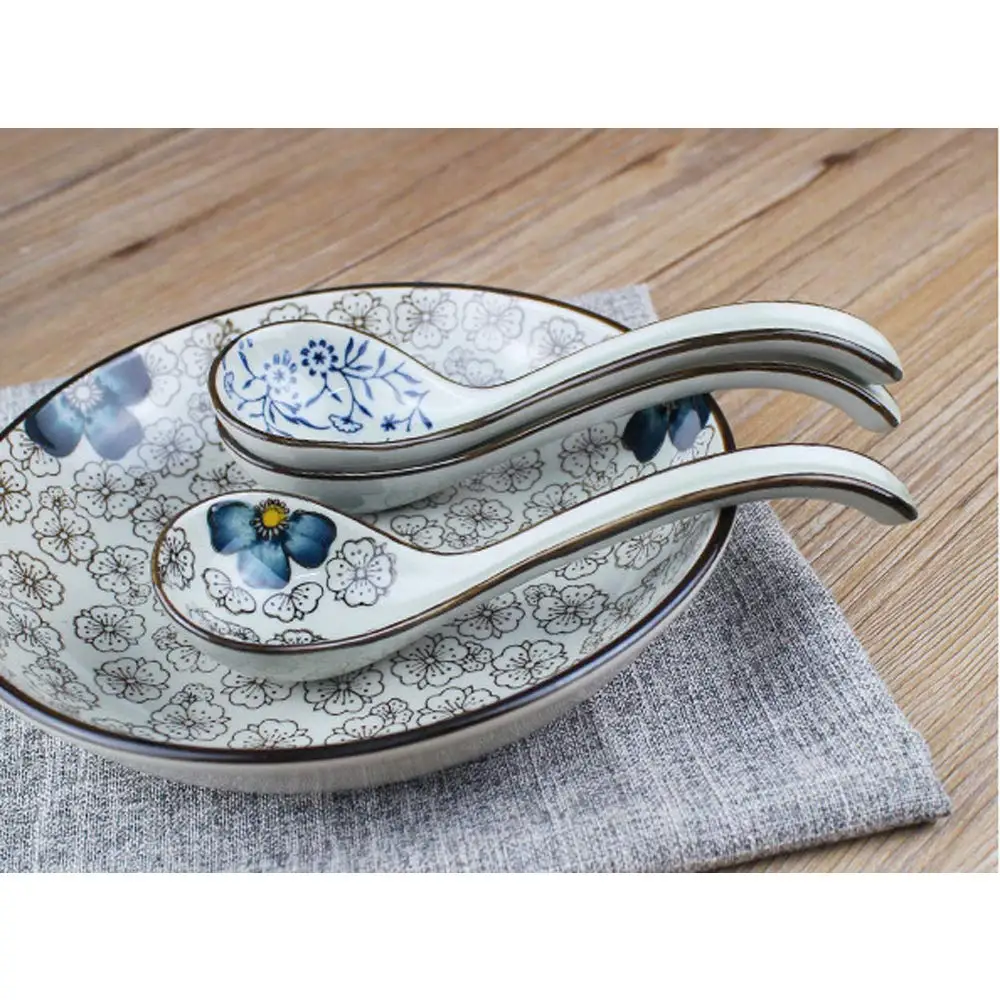 4 шт. ложки с длинной ручкой крючок Ложка Hand Made посуда в китайском стиле цветочным