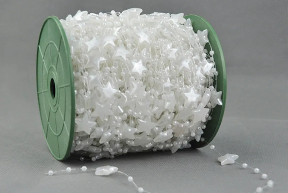 60 м/рулон 15 мм DIY аксессуары искусственный жемчуг звезда Бусы цепочка для штор