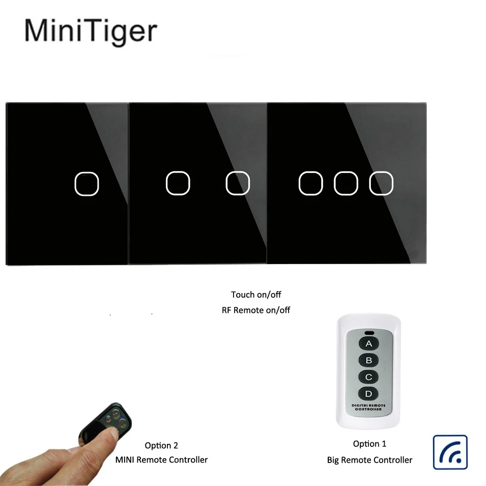 Minitiger Touch Switch 1 2 3 Gang Way Wireless Remote Control Light LED Indicator For RF433 Big | Обустройство дома
