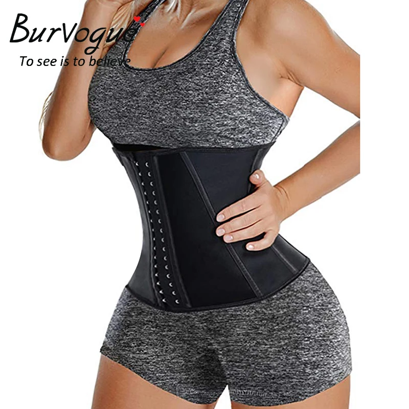Burvogue Corset Abdominal Belt Compression Latex Waist Cincher Underbust Body Shaper Fajas Sweat Trainer Plus Size | Женская одежда