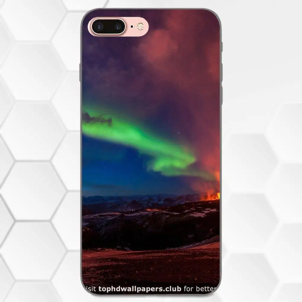 Черный чехол для смартфона с изображением чудес природы вулкана Исландии Xiaomi Redmi