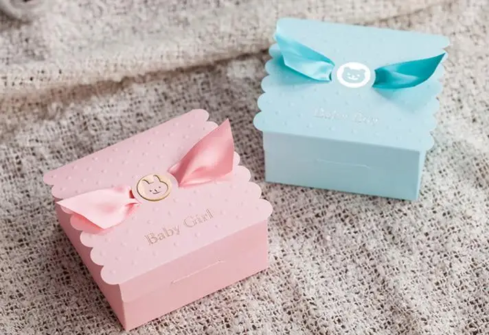 

Baby Shower Favors Box Blue Pink Party Decorations Baby Girl Boy Sweets Bags Christmas Birthday Kids gift wrap