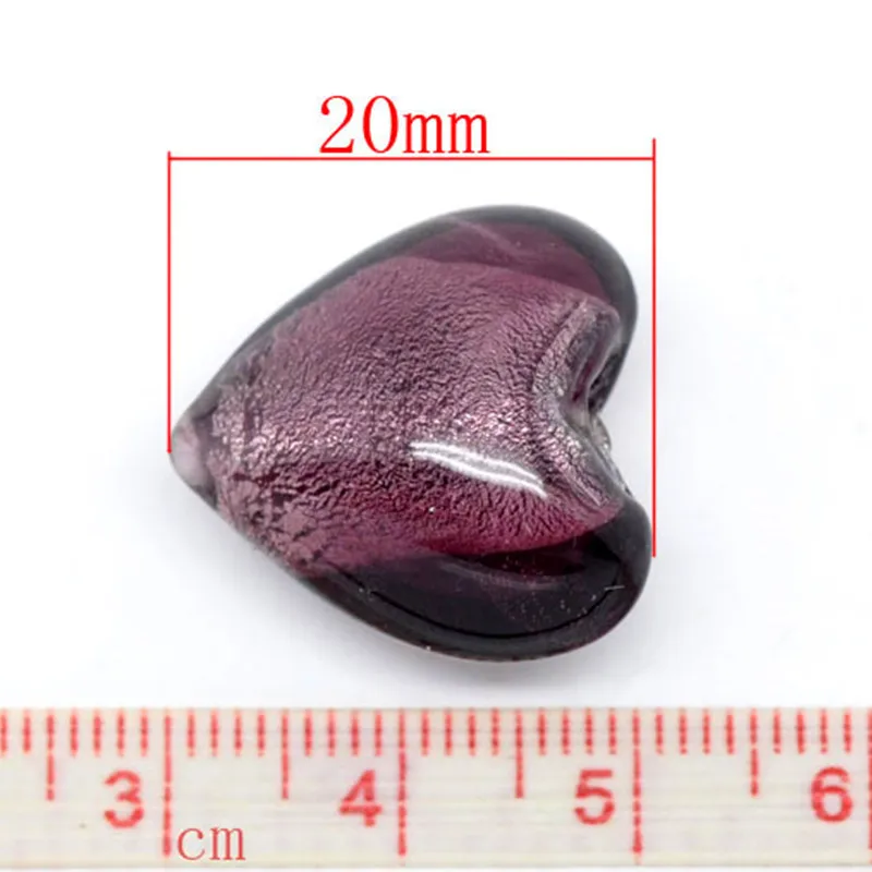 60 шт. фиолетовые стеклянные шарики в форме сердца из фольги для изготовления