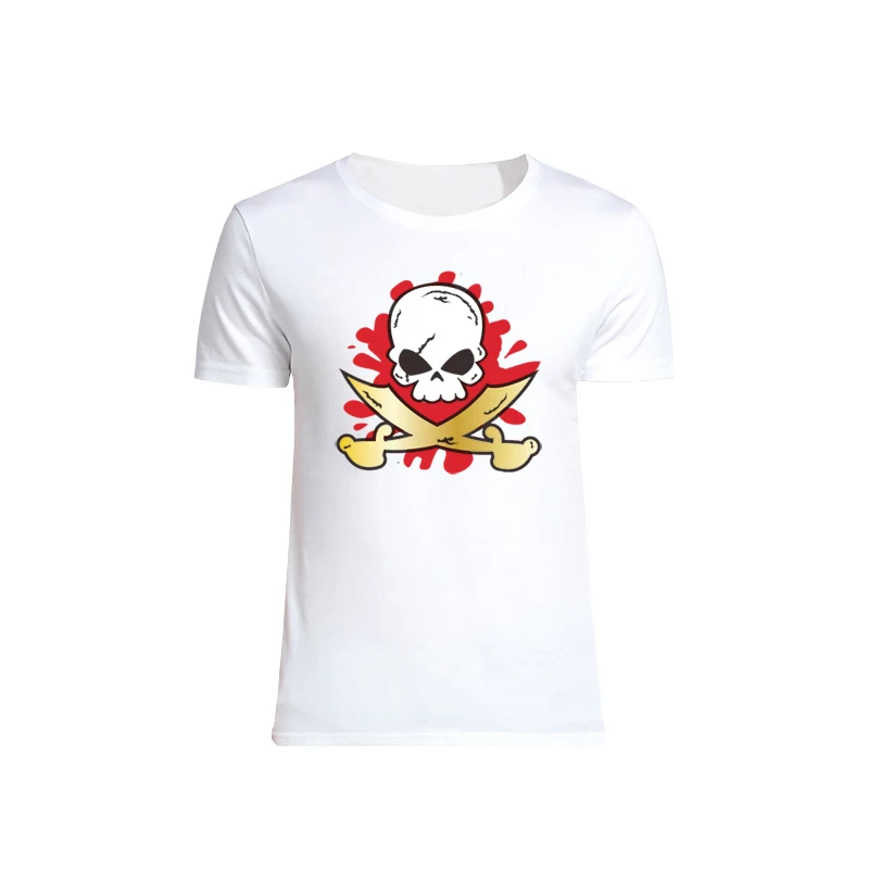 Футболка Для мужчин черепа пират печатных лето 2016 Повседневное Camiseta футболки