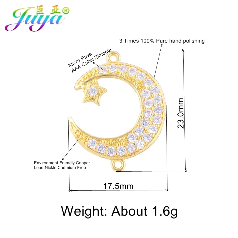 Juya DIY исламские ювелирные изделия в виде полумесяца фурнитура Алла талисман Шарм Разъем Аксессуары для мусульманской молитвы ювелирные изделия серьги изготовление - Цвет: Gold