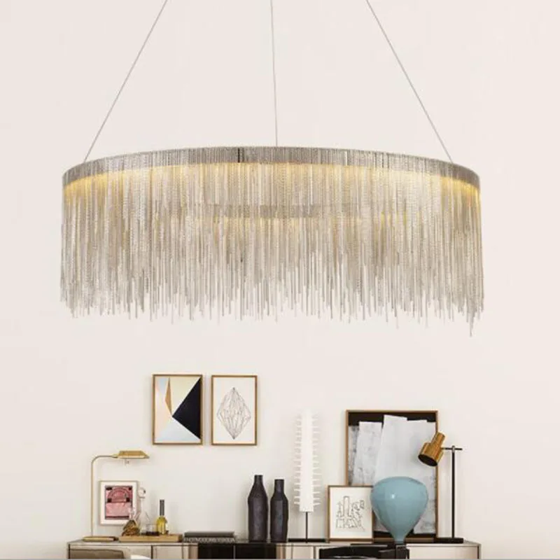 Joyful Home Modern Chain Stainless Steel Pendant Lights Hanging Dining Room Restaurant LED Bulbs Luster lamp Fixtures | Лампы и